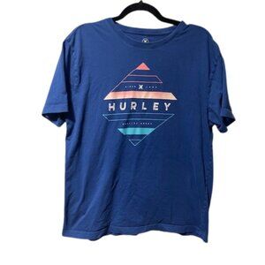 Hurley Shirt Mens Medium Blue Logo Short Sleeve Graphic